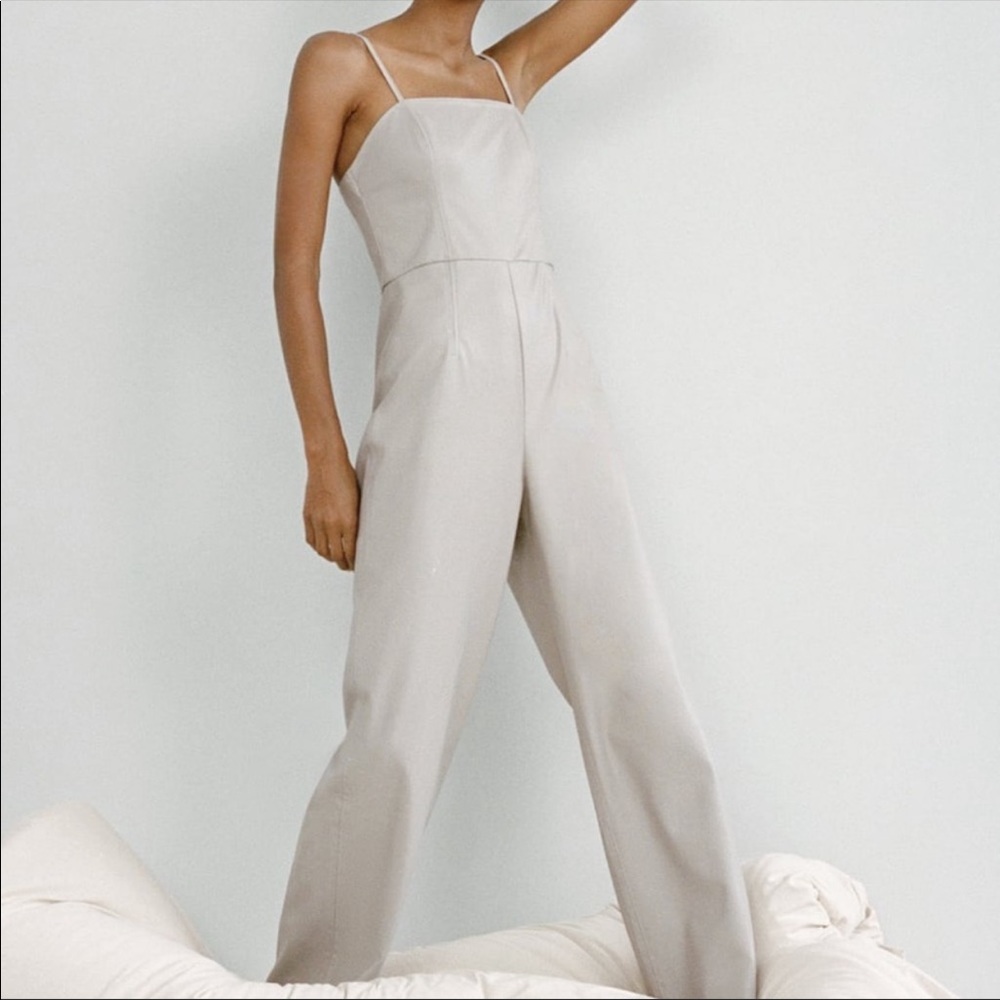 **HOLD** NWT zara faux leather long jumpsuit